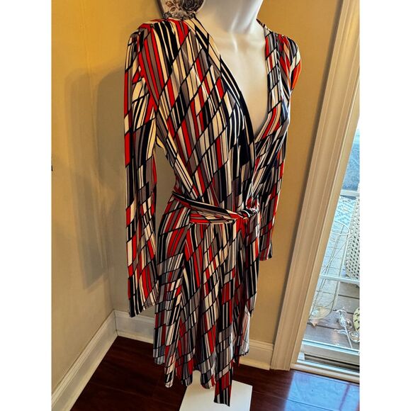 Gorgeous S-Twelve wrap dress size medium long sleeves striped - Picture 2 of 4